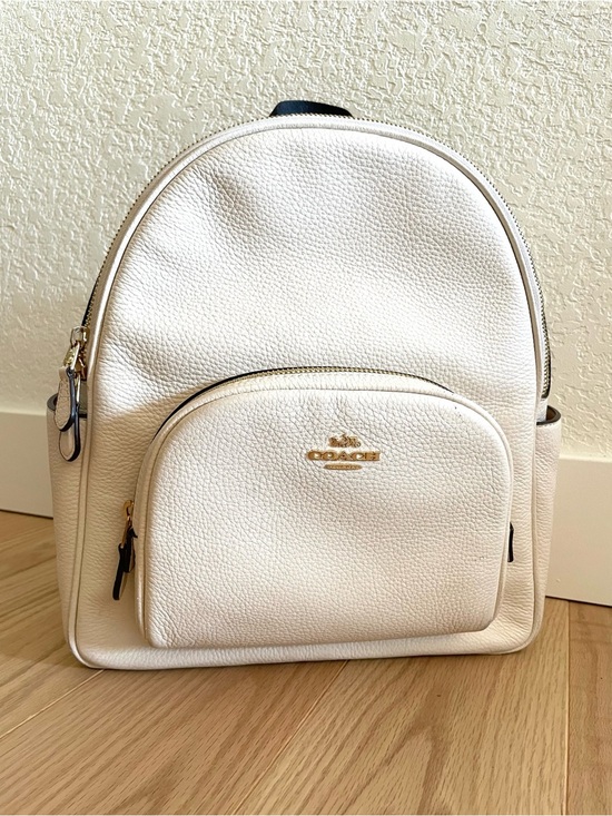 Coach Handbags - COACH Court Backpack in Pebble Leather (Chalk/White) School Fall Academia Preppy